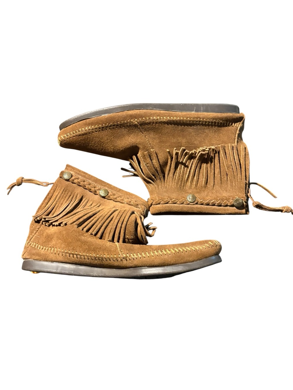 Minnetonka Fringed Suede Ankle Boots 9 - Picture 5 of 11